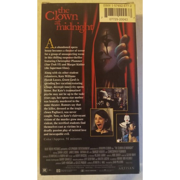 The Clown at Midnight VHS Tape 1998 Artisan Entertainment Former Rental - Picture 2 of 6